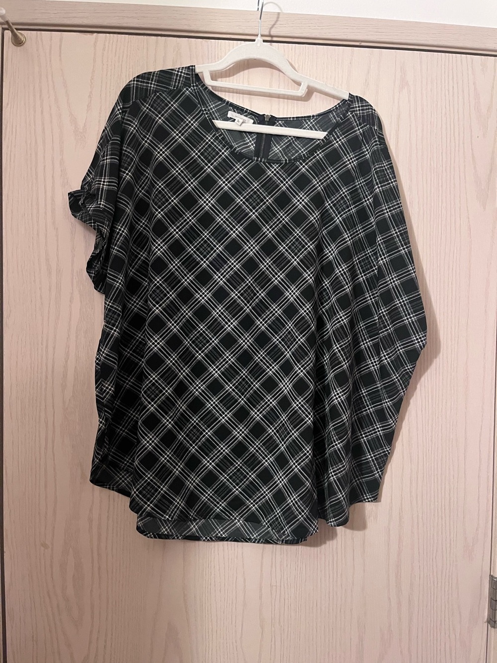 Maurices Plaid One-Shoulder Women’s Top - Black/White